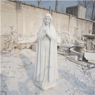 Life Size White Marble Catholic Madonna And Child Statue