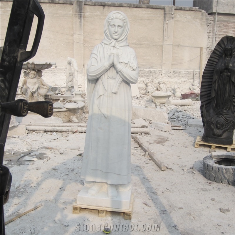 Life Size White Marble Catholic Madonna And Child Statue