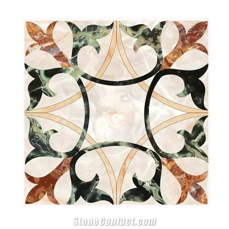 Luxury Marble Villa Hotel Mosaic Medallion Floor Waterjet
