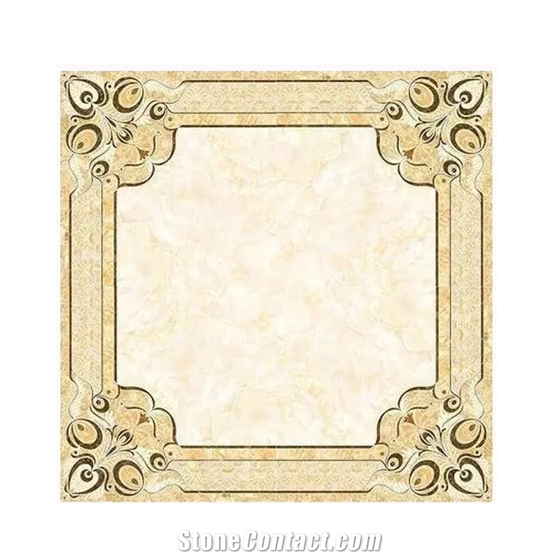 Luxury Marble Villa Hotel Mosaic Medallion Floor Waterjet