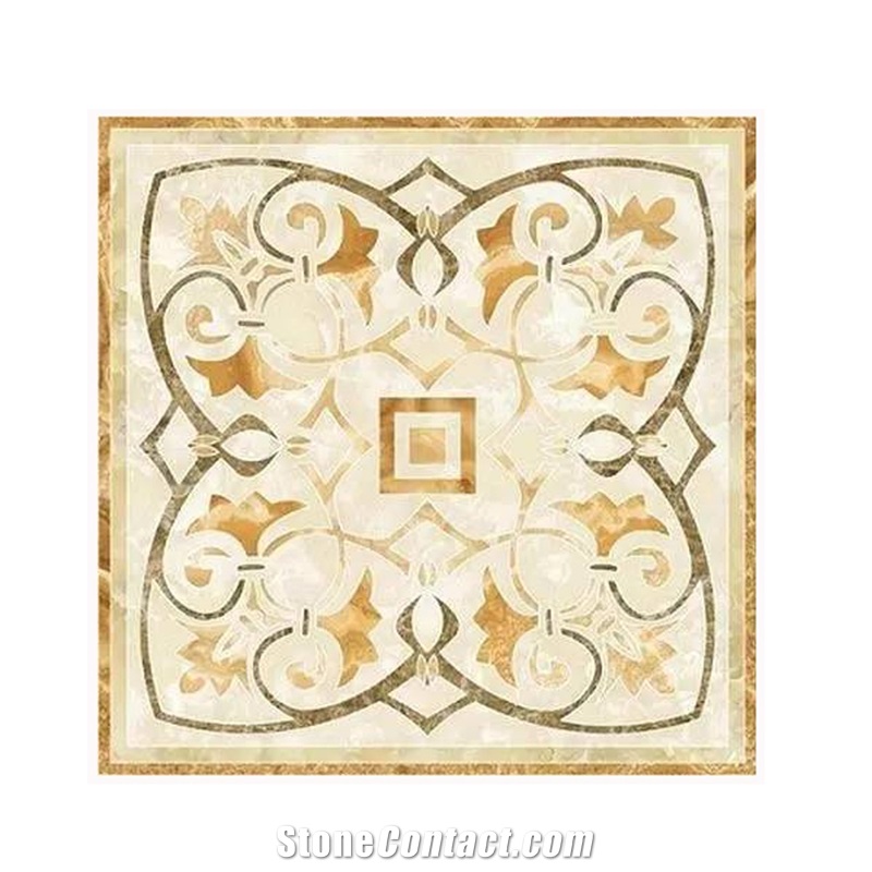 Luxury Marble Villa Hotel Mosaic Medallion Floor Waterjet