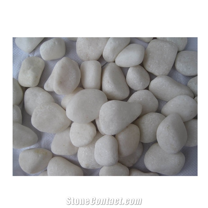 Natural Tumbled Snow White Pebbles For Garden Landscape