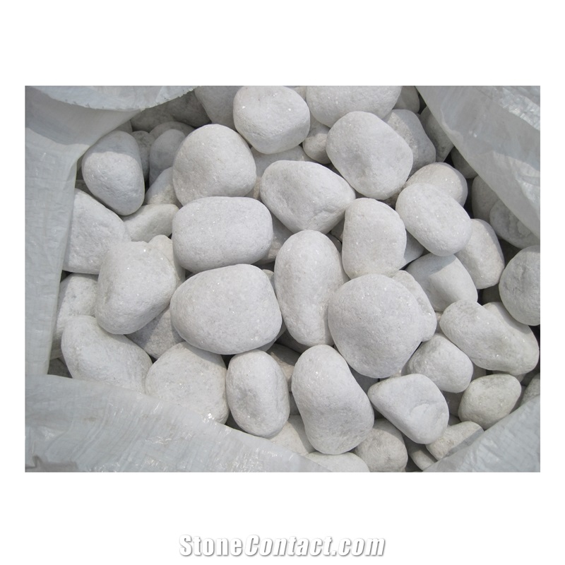 Natural Tumbled Snow White Pebbles For Garden Landscape