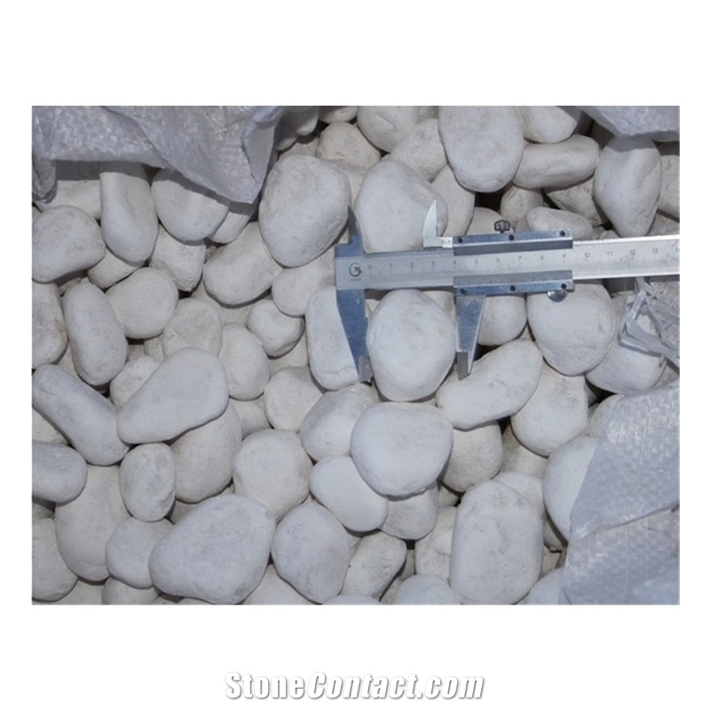 Natural Tumbled Snow White Pebbles For Garden Landscape