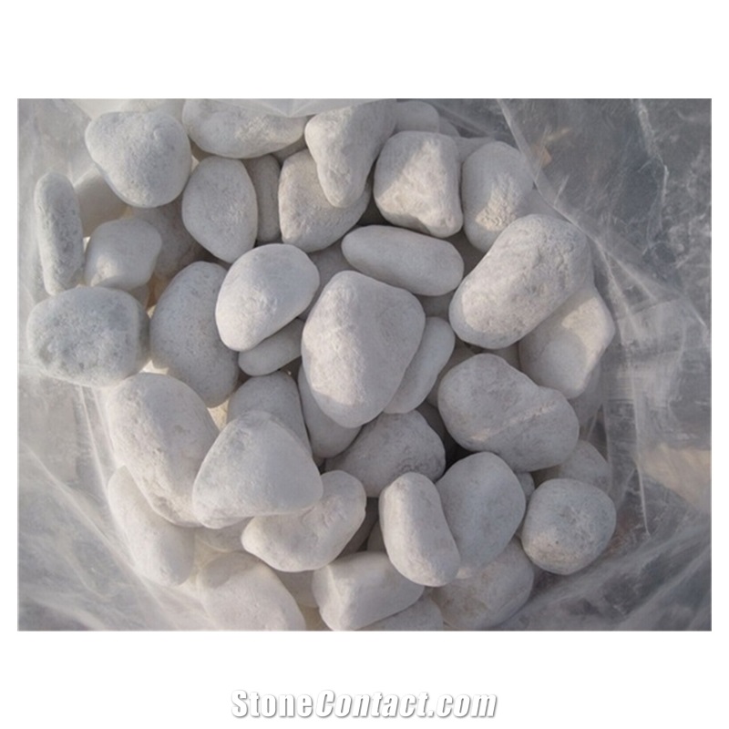 Natural Tumbled Snow White Pebbles For Garden Landscape