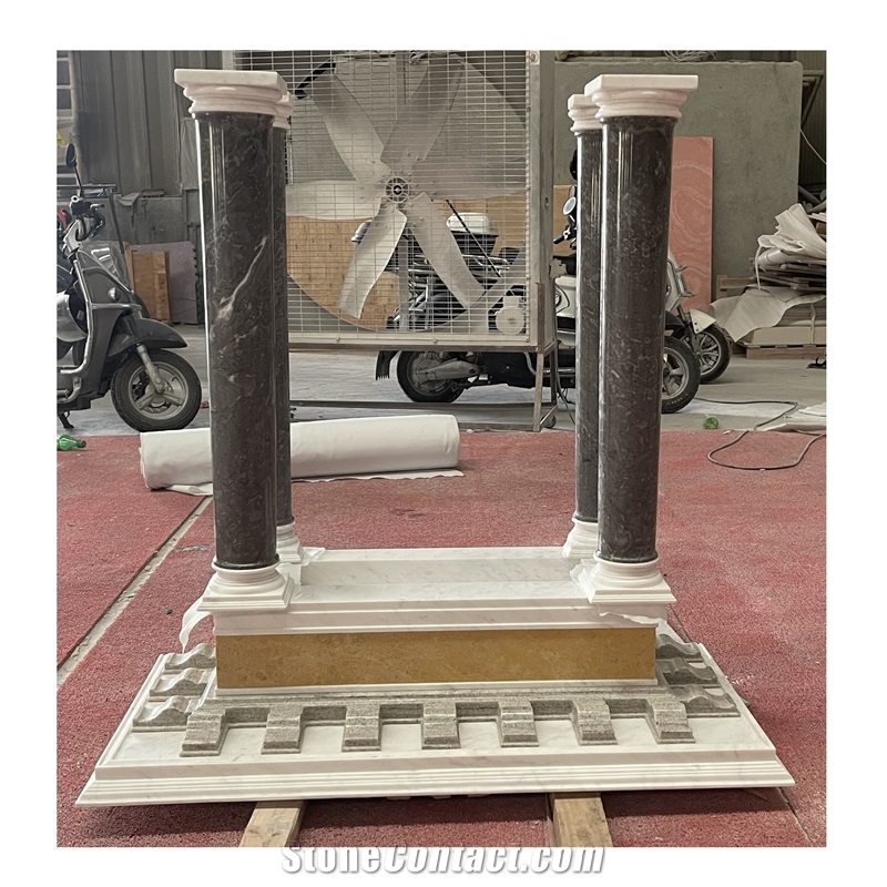 New Design Black Marble Roman Stone Pillar