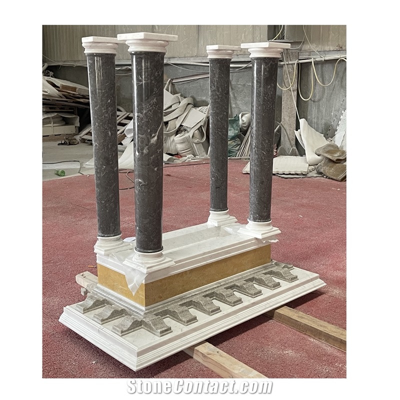 New Design Black Marble Roman Stone Pillar