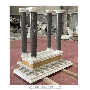New Design Black Marble Roman Stone Pillar
