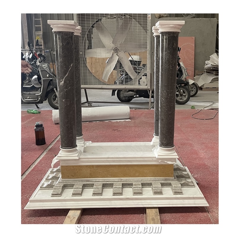 New Design Black Marble Roman Stone Pillar