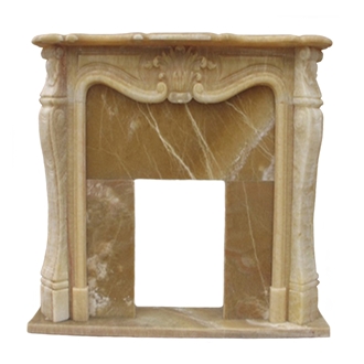 New Design Natural White Marble Lion Carved Fireplace