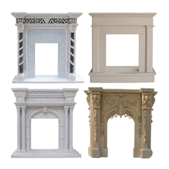 New Design Natural White Marble Lion Carved Fireplace