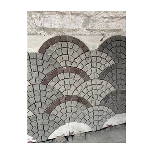Outdoor Dark Grey Granite Driveway Pavers On Mesh Cubes