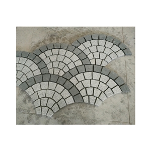 Outdoor Dark Grey Granite Driveway Pavers On Mesh Cubes