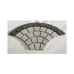 Outdoor Dark Grey Granite Driveway Pavers On Mesh Cubes
