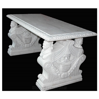 Outdoor Hand Carving Park  Marble Garden Bench