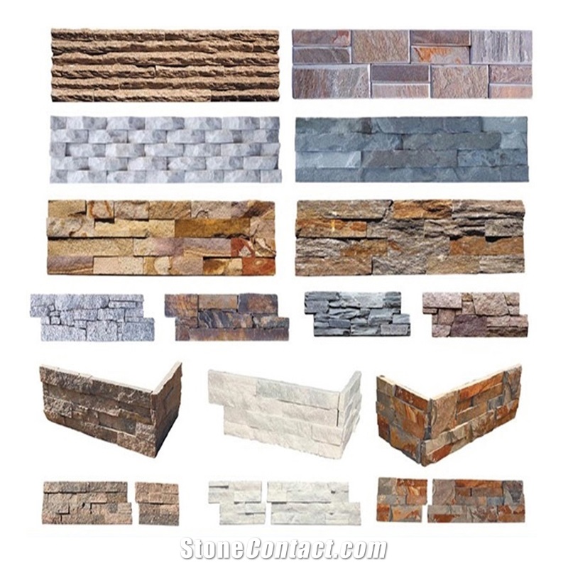 Outdoor Yellow Rusty Cultural Slate Wall Cladding Veneer