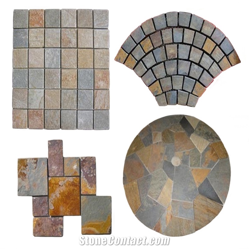 Outdoor Yellow Rusty Cultural Slate Wall Cladding Veneer