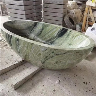RF Shangri La Green Marble Stone Bathtub For Modern Bathroom