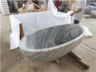 RF Shangri La Green Marble Stone Bathtub For Modern Bathroom