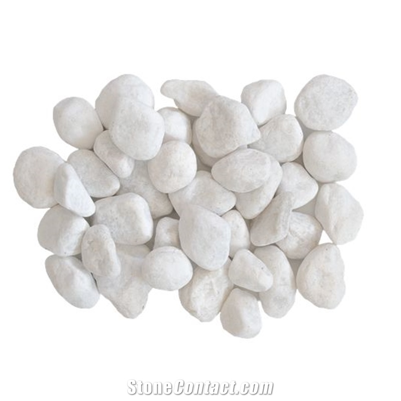 Snow White Round Marble Gravel Chips Tumbed Pebble Stone