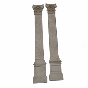 White Marble Column Sculptured Roman Carved Column