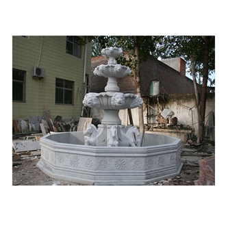 White Marble Water Fountain With Handcarved Statue White Marble Water Fountain With Handcarved Statue