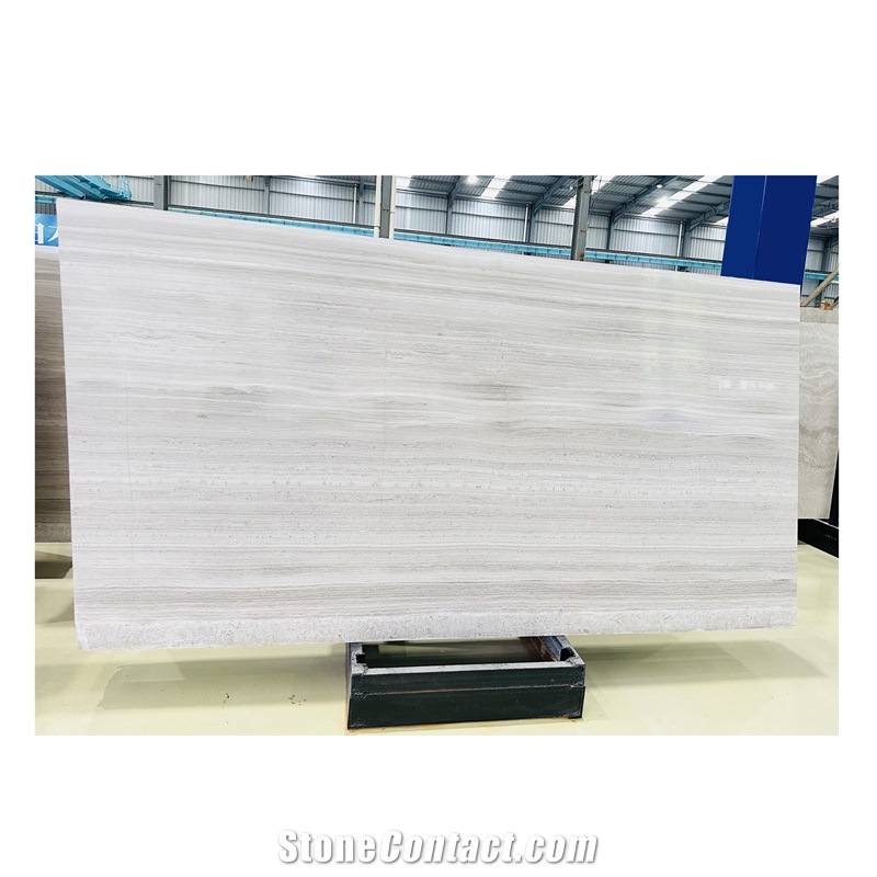 White Wood Vein Polished Marble Wall Slabs For Wall  Tiles