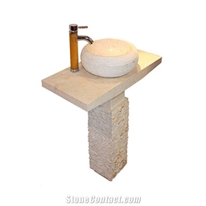 Wholesale Beige Marble Pedestal Basin