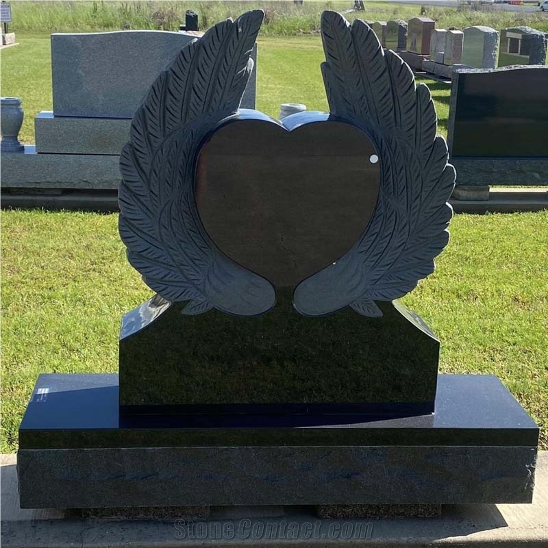 Wholesale Black Granite   Angel Heart  Tombstone