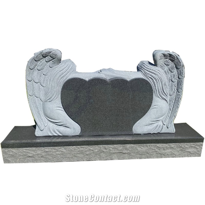 Wholesale Black Granite   Angel Heart  Tombstone