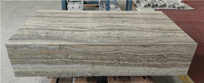 Silver Travertine Rectangular Coffee Table