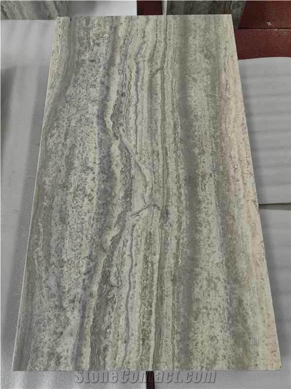 Silver Travertine Rectangular Coffee Table