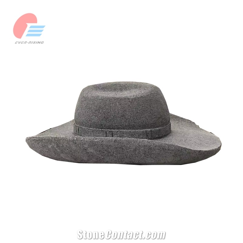 Black Granite Polished Tombstone With Carved Hat On Top
