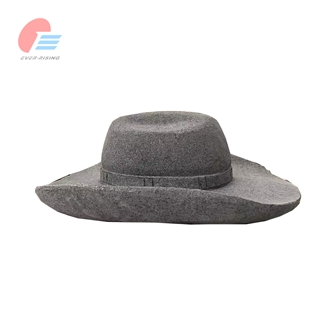 Black Granite Polished Tombstone With Carved Hat On Top