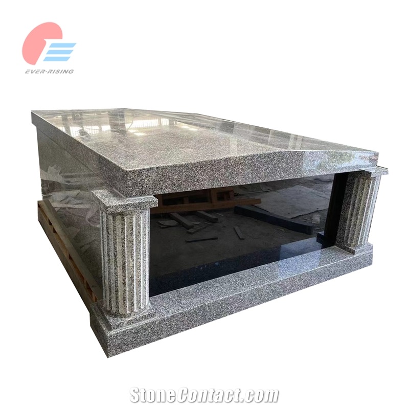 Cheapest Stin Grey Granite Pitched Roof Double Mausoleum