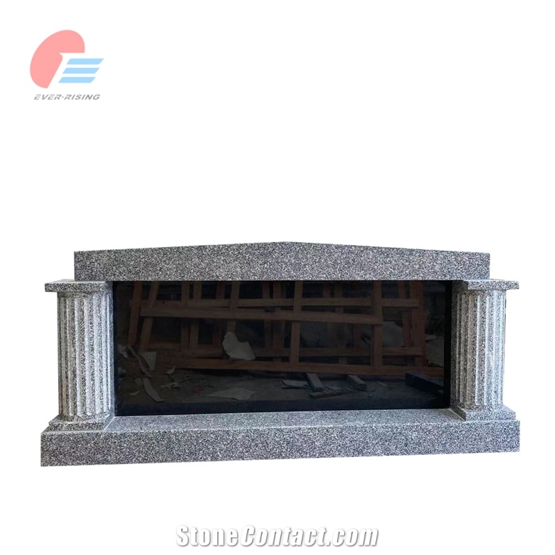 Cheapest Stin Grey Granite Pitched Roof Double Mausoleum