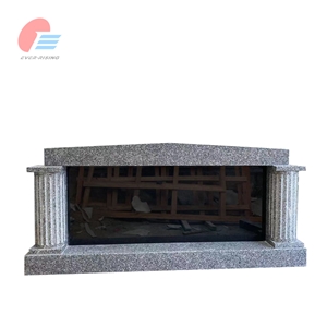 Cheapest Stin Grey Granite Pitched Roof Double Mausoleum