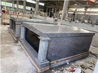 Cheapest Stin Grey Granite Pitched Roof Double Mausoleum