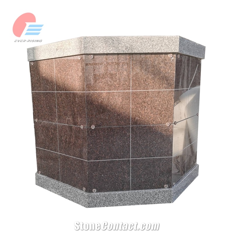 EC-6410  64 Niche Stin Grey Granite Octagonal Columbarium