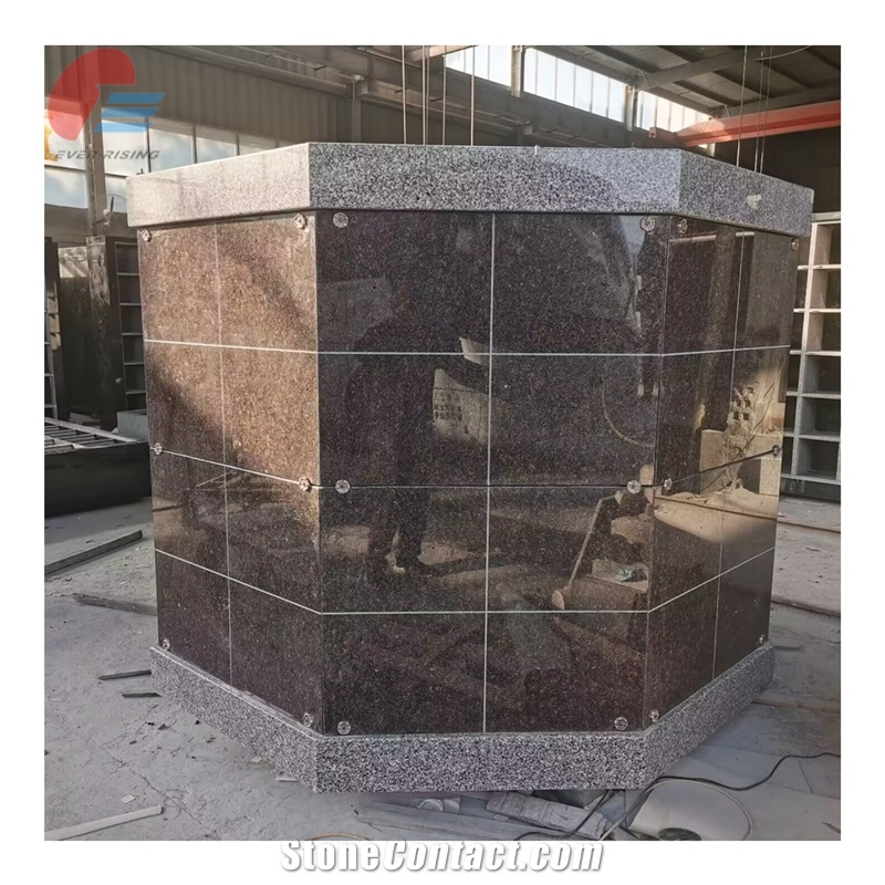 EC-6410  64 Niche Stin Grey Granite Octagonal Columbarium