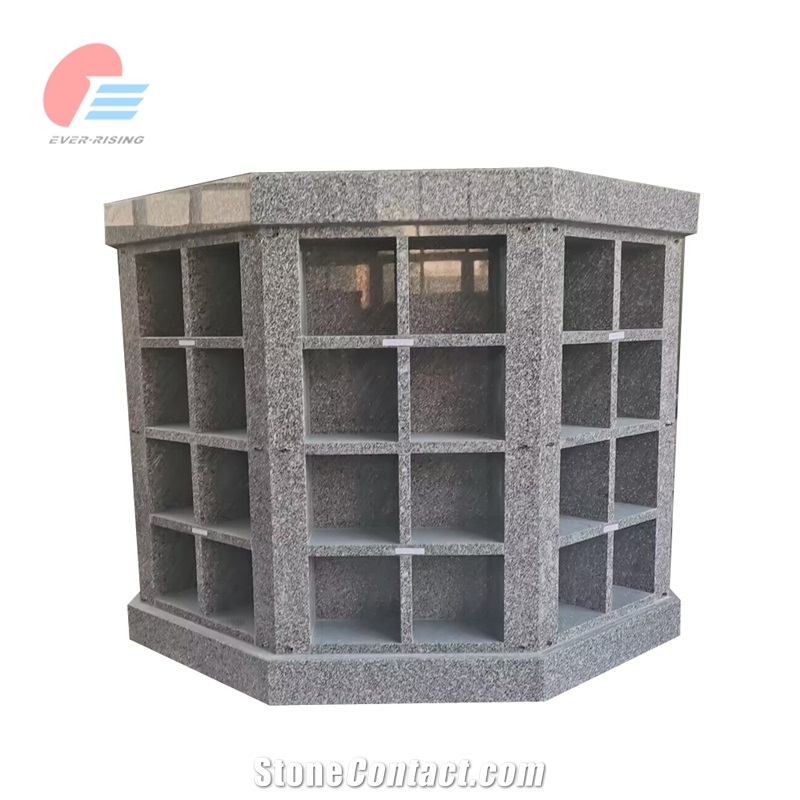 EC-6410  64 Niche Stin Grey Granite Octagonal Columbarium