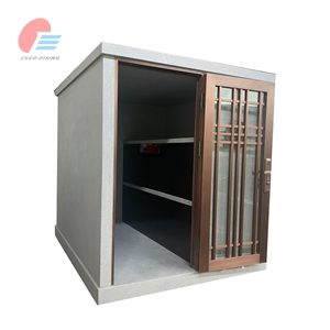 Grey Granite 2 Crypt Walk-In Mausoleum With Bronze Door