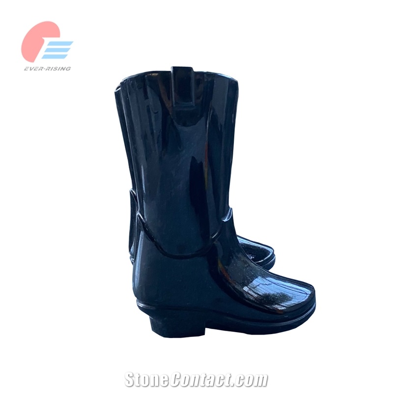 India Black Granite Boot Shape Monumental Vases
