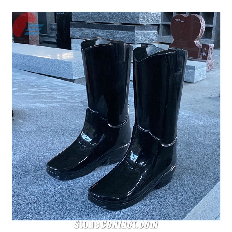 India Black Granite Boot Shape Monumental Vases