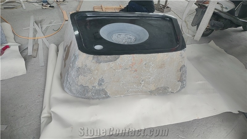 Black Granite Floating Ball Fountain