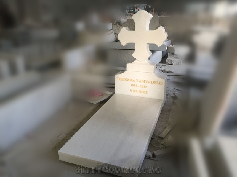 Crystal White Marble Tombstone
