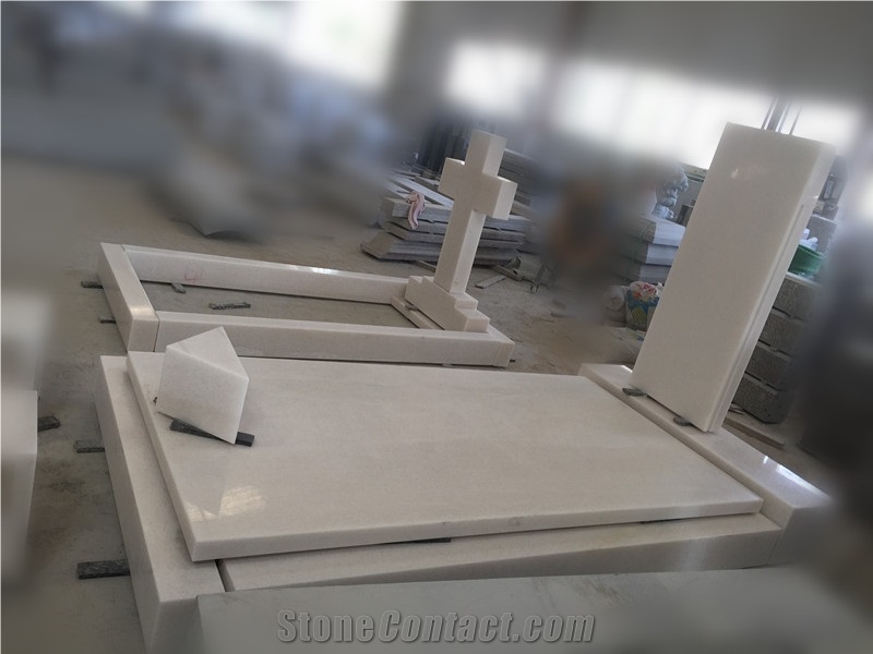 Crystal White Marble Tombstone