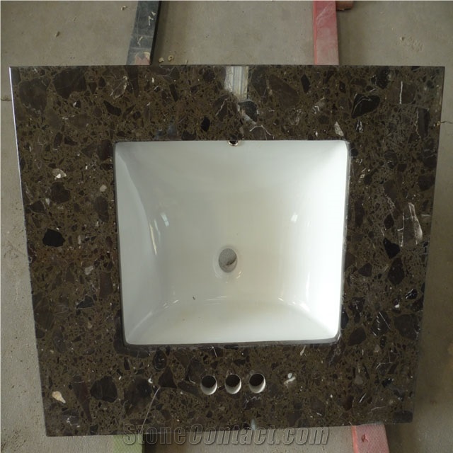 Emperador Dark Artificial Marble Quartz Bathroom Tops