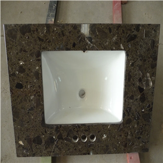 Emperador Dark Artificial Marble Quartz Bathroom Tops