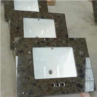 Emperador Dark Artificial Marble Quartz Bathroom Tops